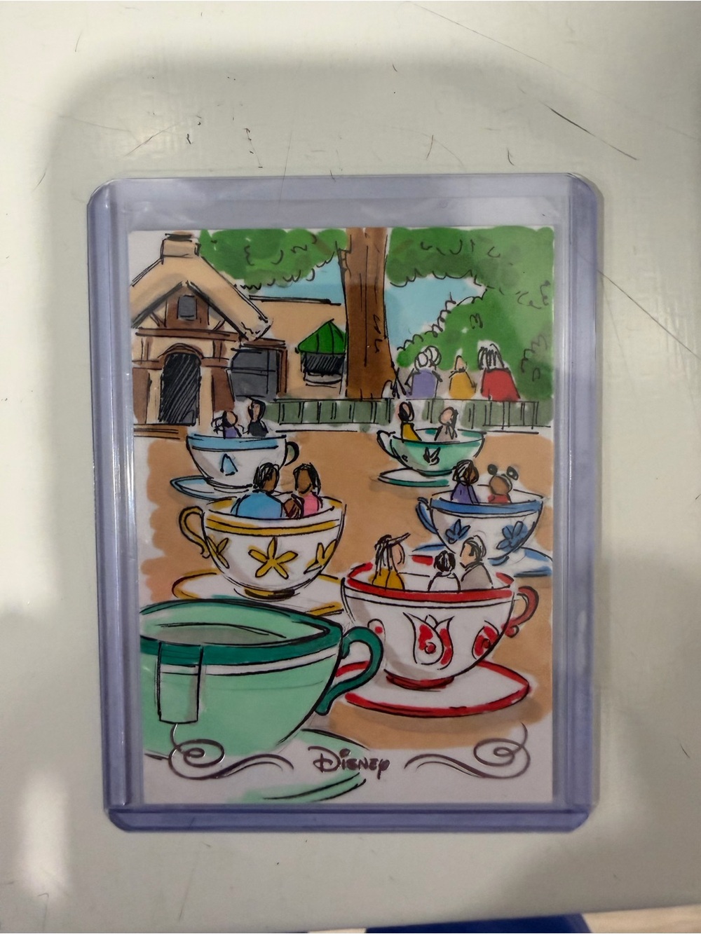 Topps Disneyland 70th Teacup Sketch Card Autographed